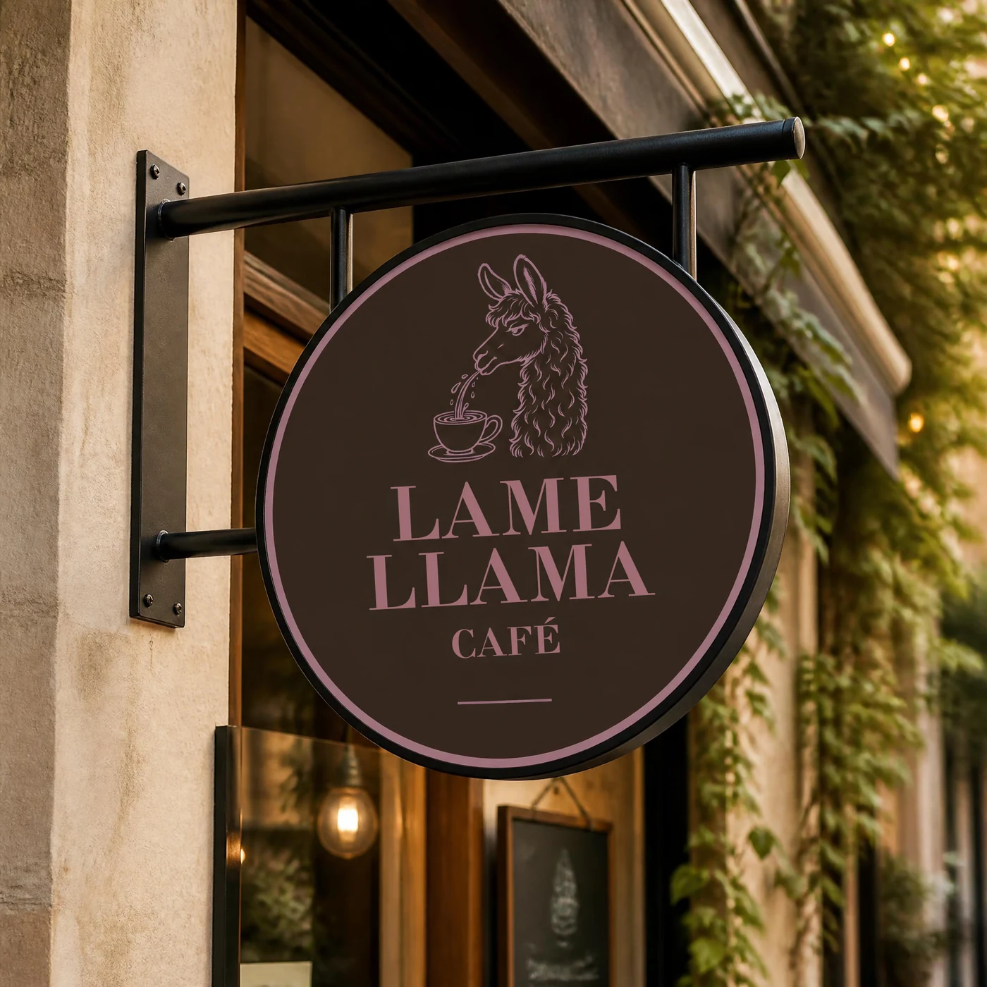 Lame Llama Café hanging sign